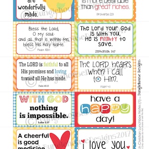 Lunch Box Notes for Kids Bible Verse Lunchbox Notes Happy Lunch Love ...