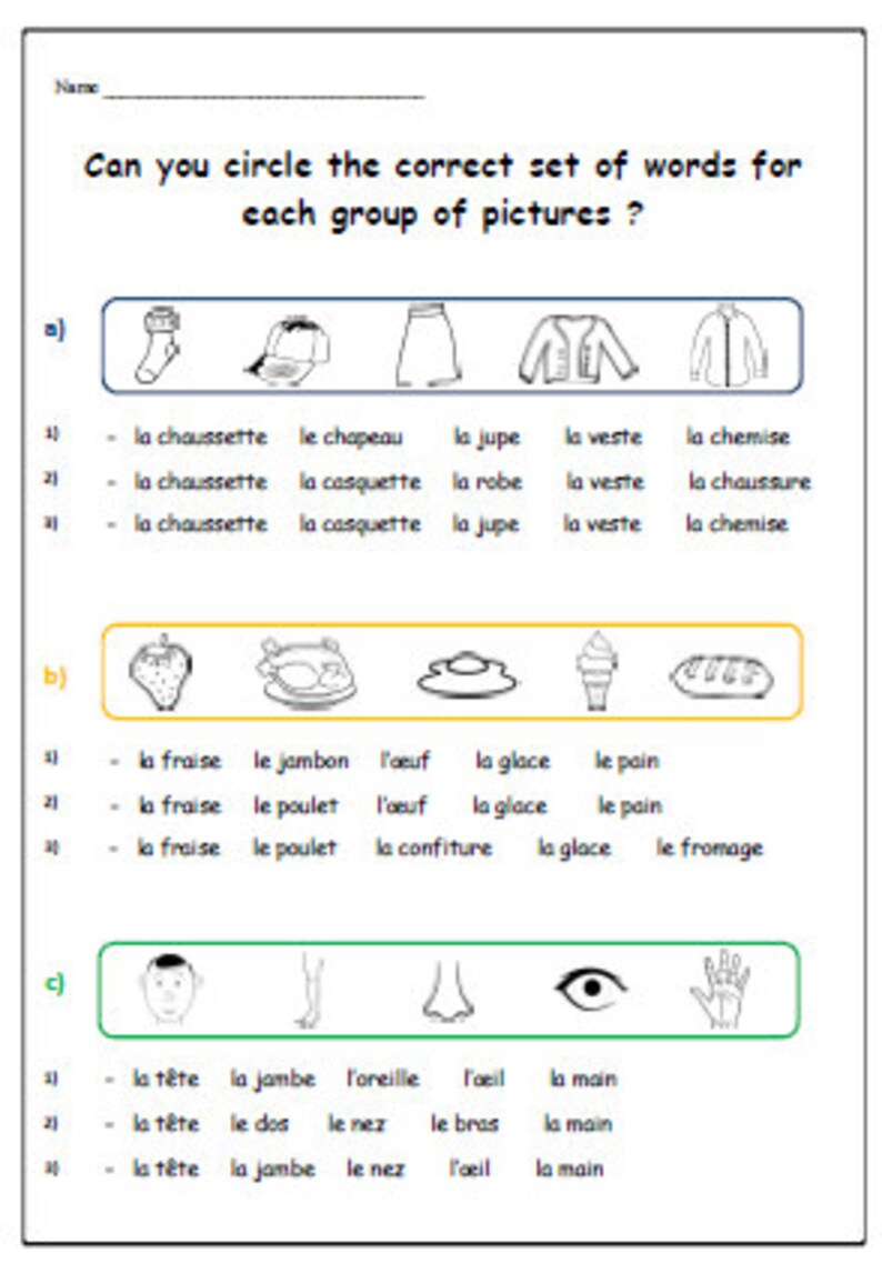 Xmas Worksheet In French