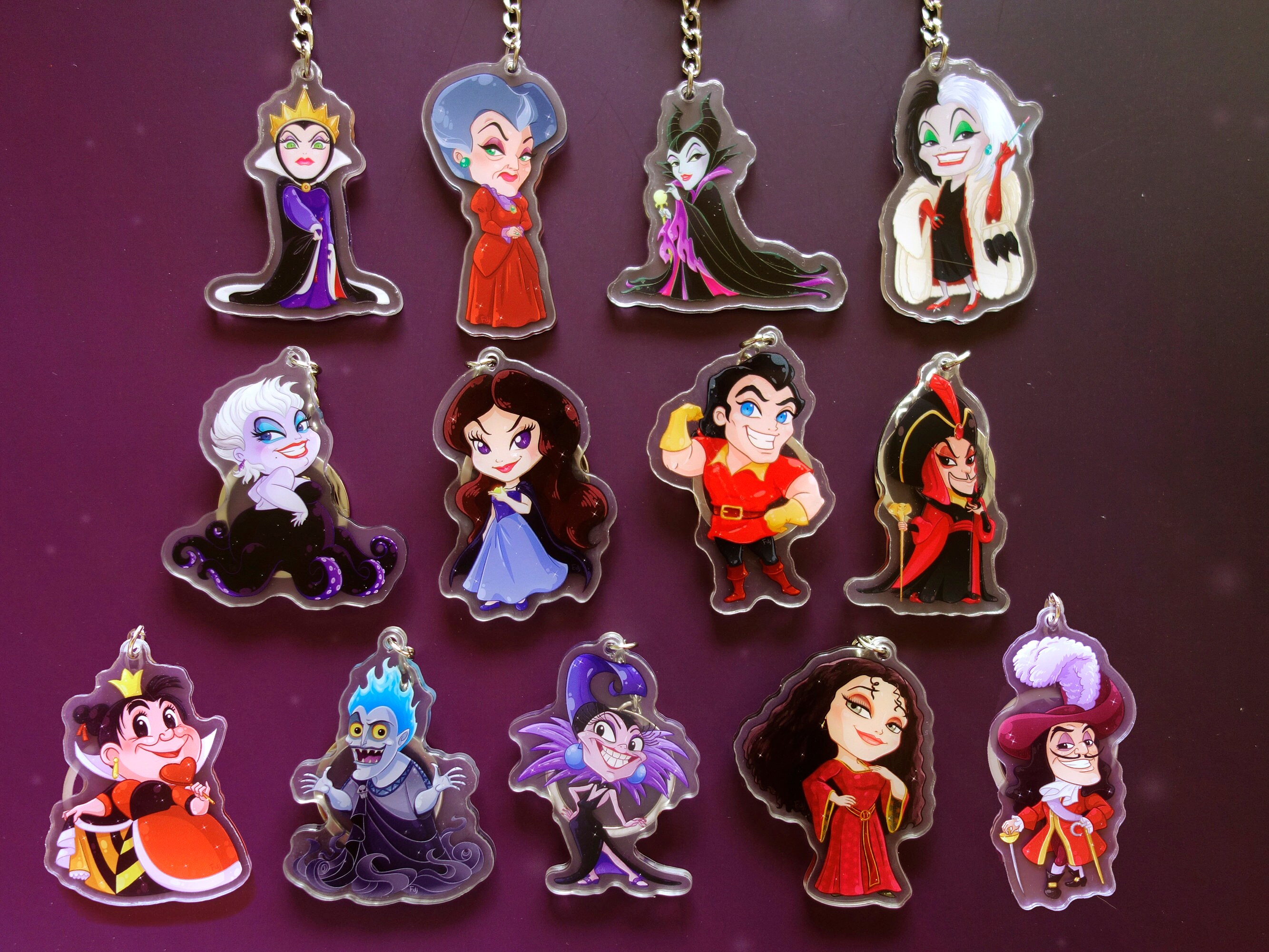 Keychains Disney Villains Maleficent Ursula Evil Queen Etsy