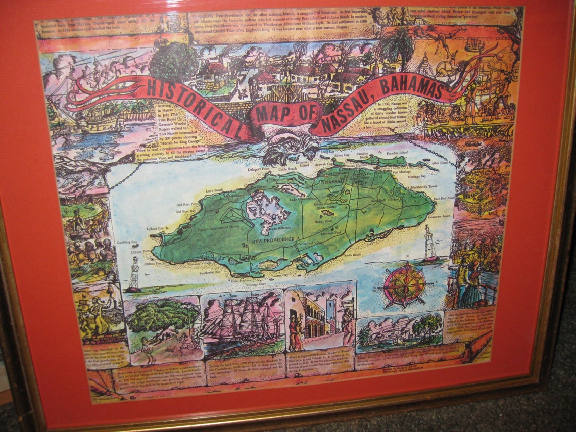 Old Map Of Nassau Bahamas