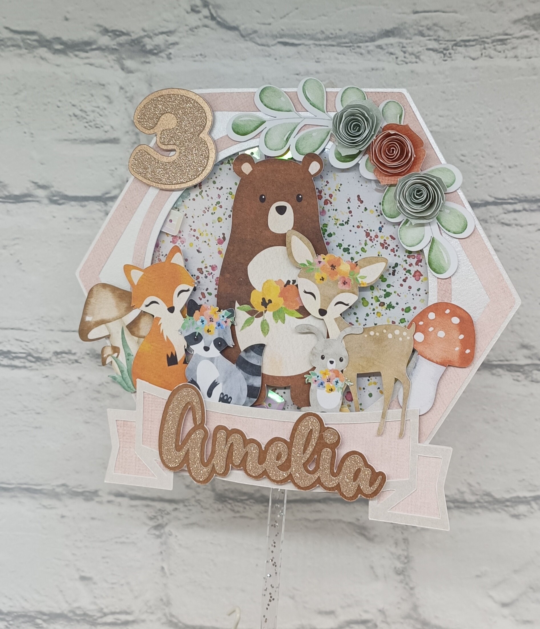 Woodland Animals Cake Topper, Cake Topper, Shaker Cake Topper ... image.