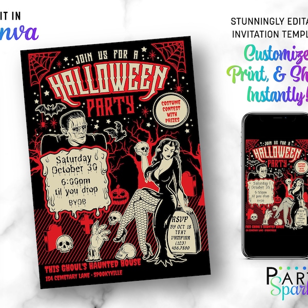 Fancy Halloween Party Invitations - Etsy