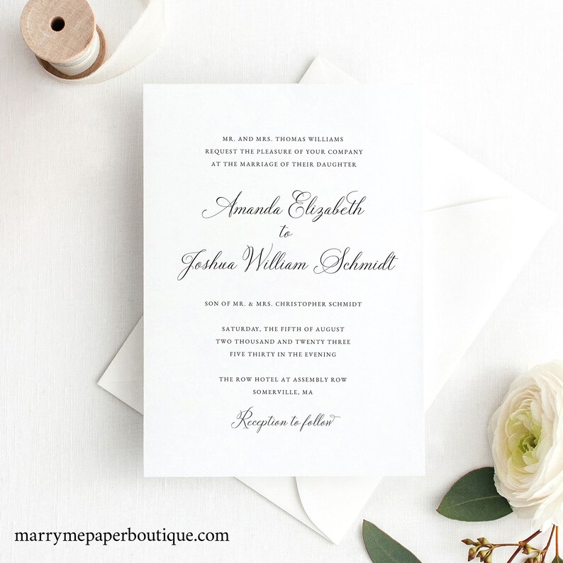 Elegant Wedding Invitation Template Set Traditional Wedding - Etsy