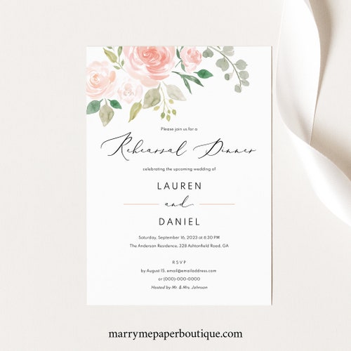 Floral Wedding Invitation Template Printable Wedding - Etsy