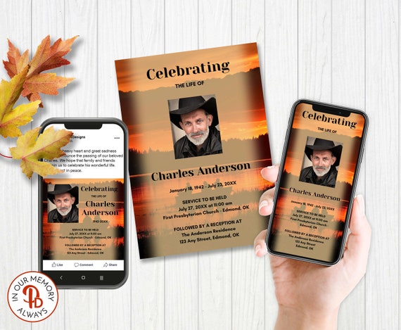 Sunset Fishing Funeral Invitation Electronic Funeral - Etsy