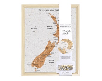 New Zealand Travel Map Cork Pin Board Desk Size