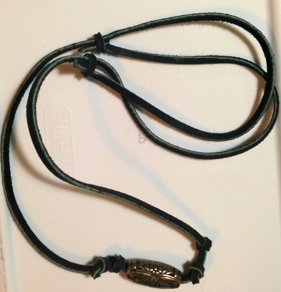 Items similar to Black Leather Necklace on Etsy