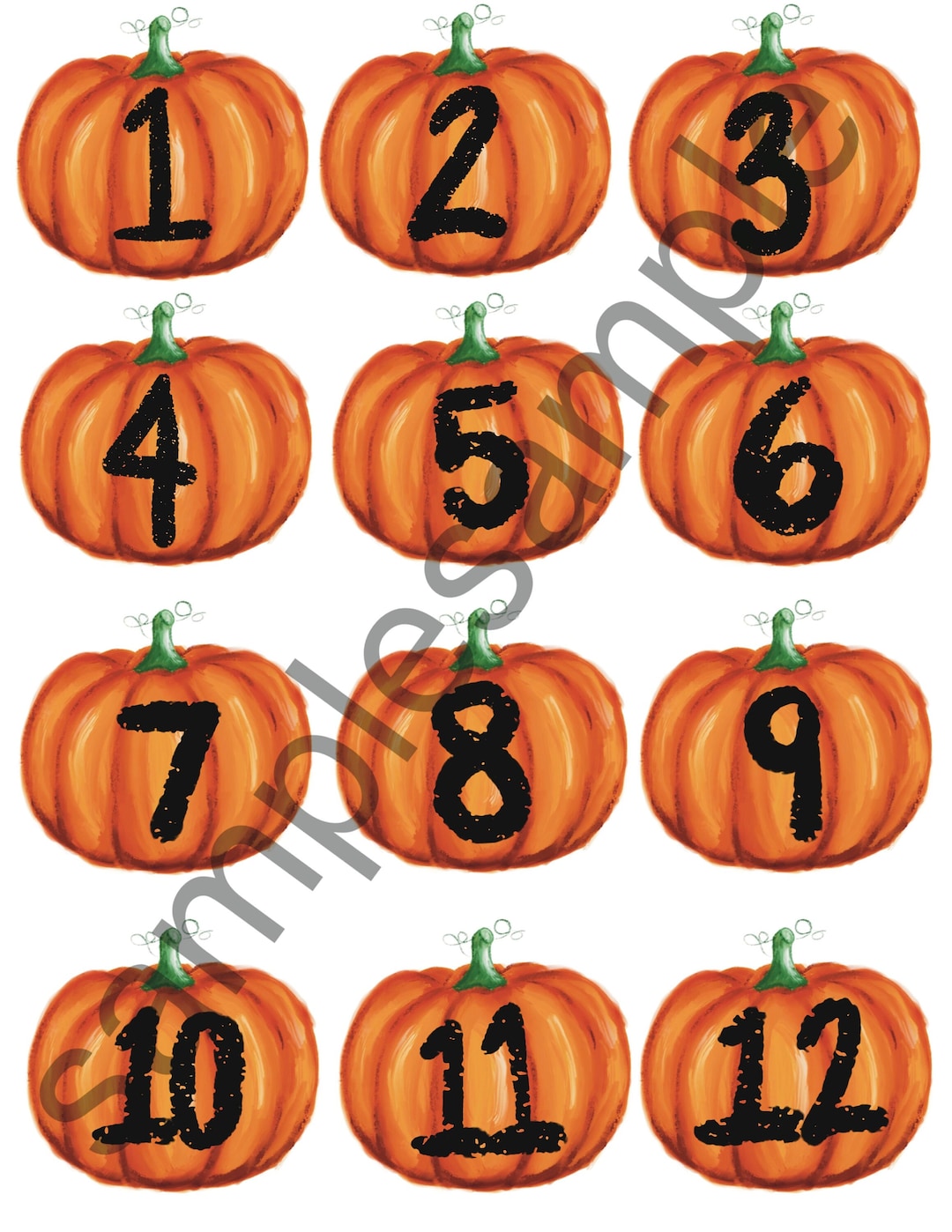 Fall Pumpkin Large Numbers, Daily Journal, Scrapbook, Planner, Days of ...