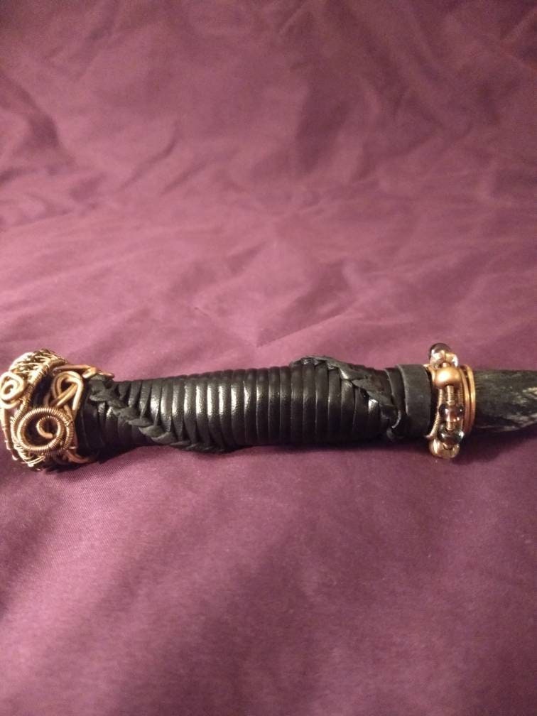 The Dragon Wand leather wrapped wooden magic wand with dragon eye