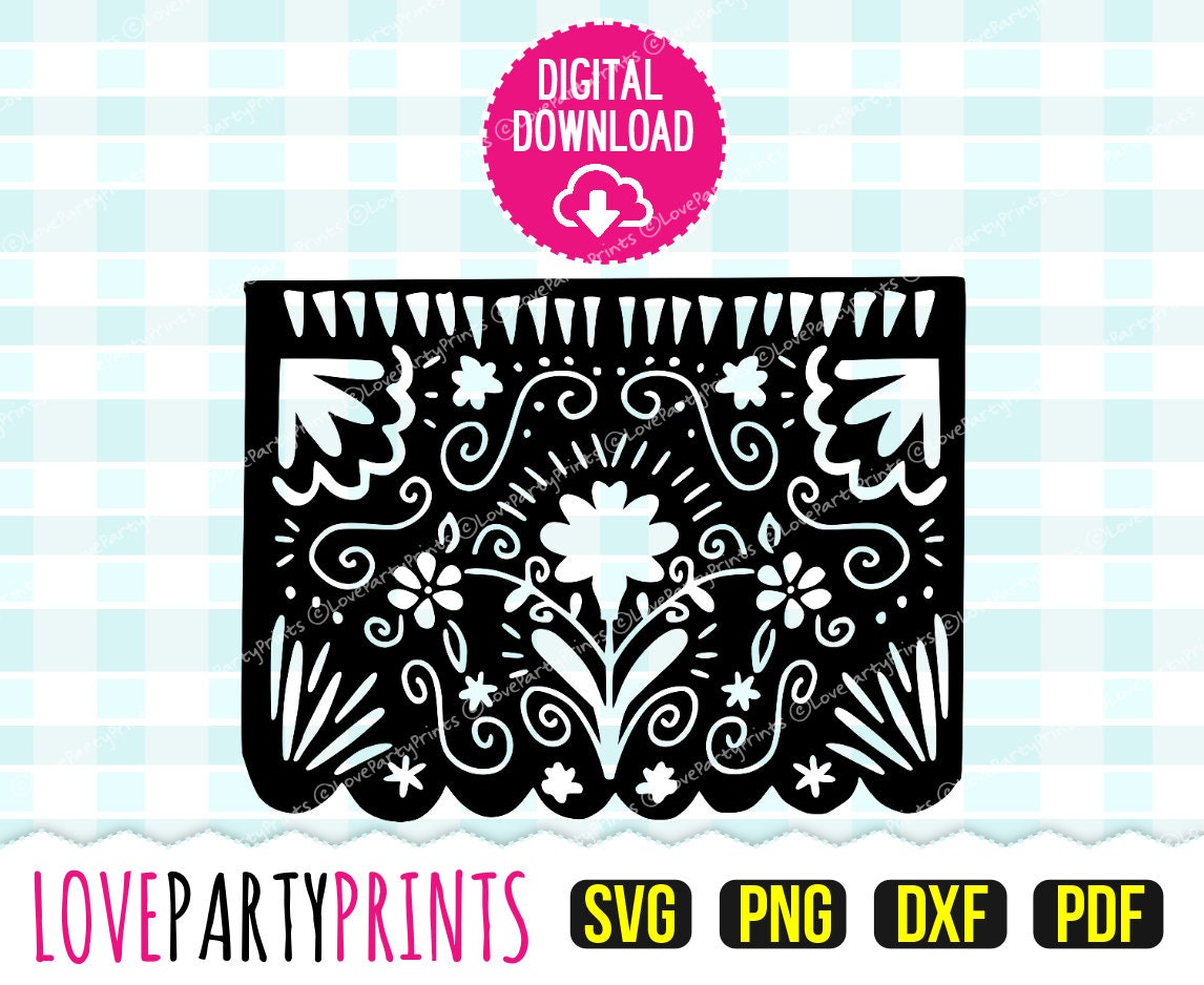 SVG Template Envelope Invitation Papel Picado Cutting Files Mexican ...