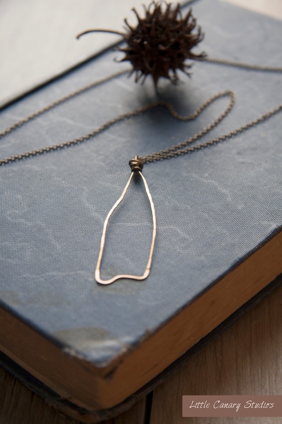 Delicate Brass Wire Pendant Necklace with Chain dangle LittleCanaryStudios