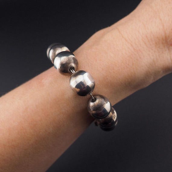 Silver Ball Bracelet, Taxco Silver Bracelet, Silv… - image 4