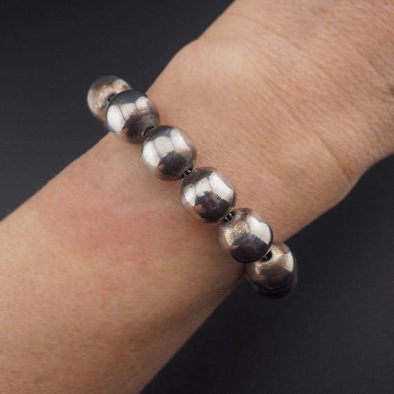 Silver Ball Bracelet, Taxco Silver Bracelet, Silv… - image 3