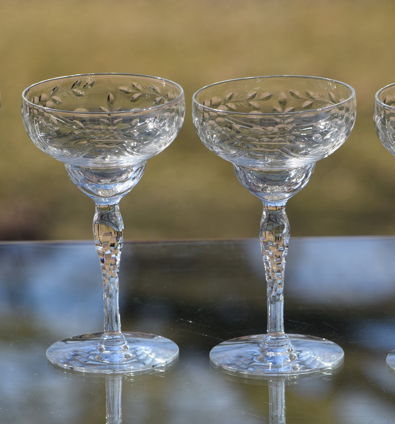 Vintage Etched Cocktail Liquor Glasses, Set of 4, Vintage 4 oz After ...