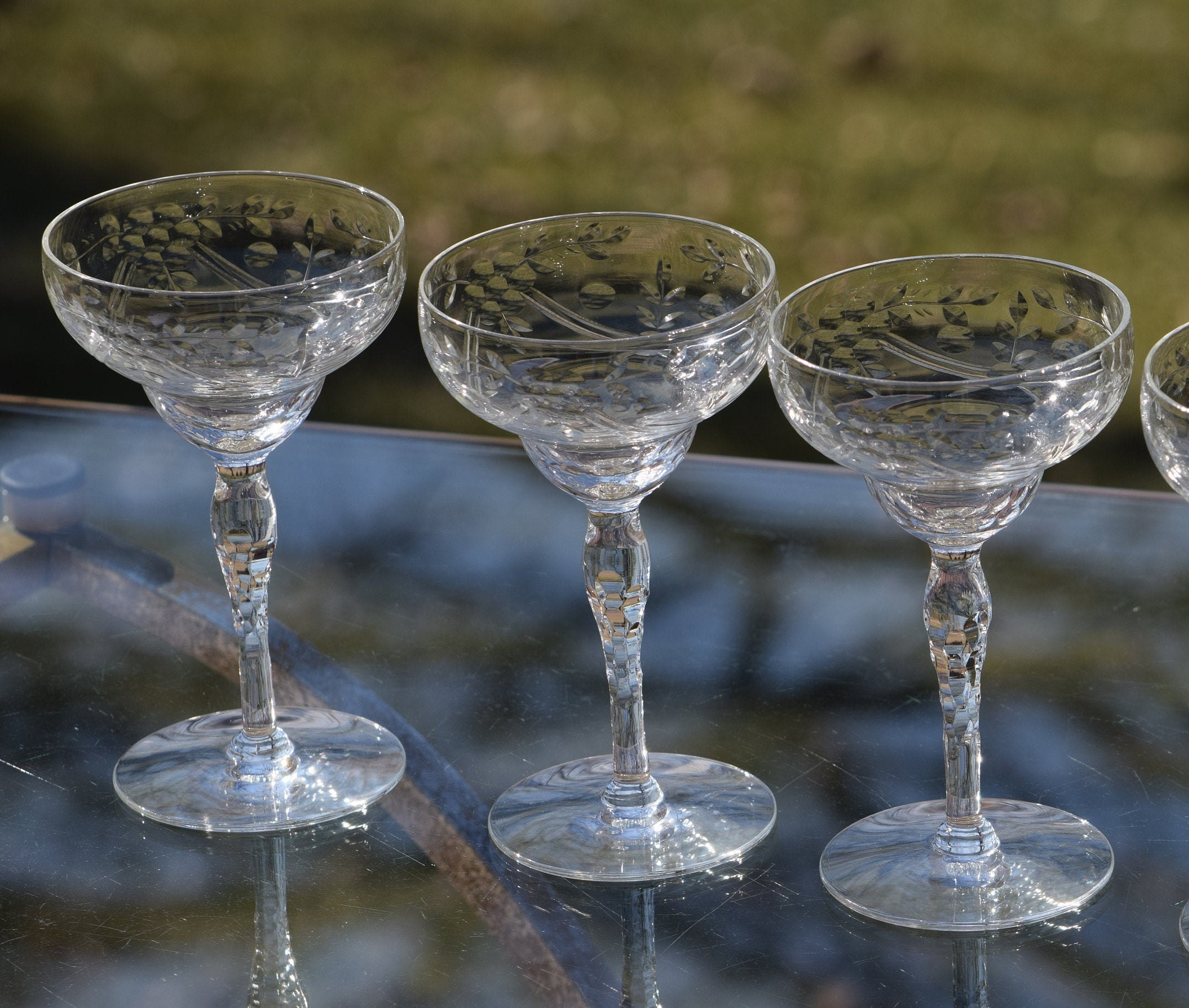 Vintage Etched Cocktail Liquor Glasses, Set of 4, Vintage 4 oz After ...