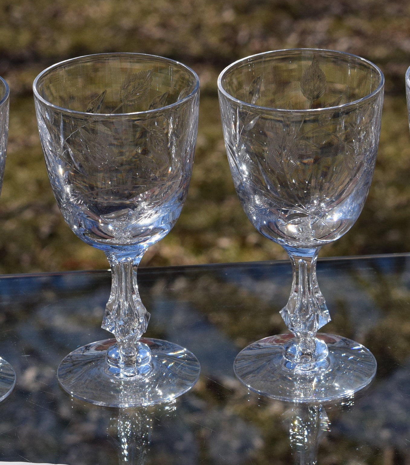 Vintage CRYSTAL Bubble Stem Wine Glasses, Set of 4, Tiffin Franciscan ...