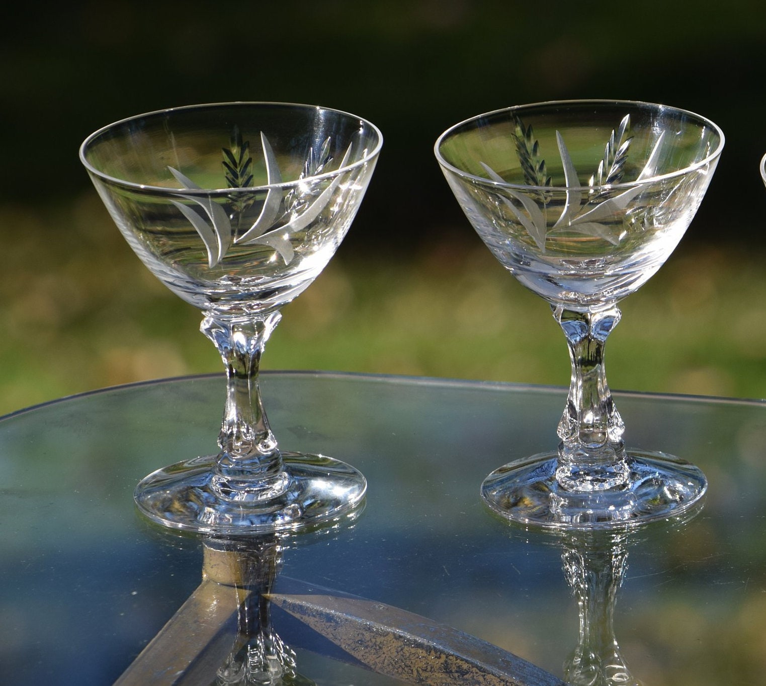 Vintage Etched Crystal Cocktail Glasses, Set of 4, Fostoria, circa 1950 ...