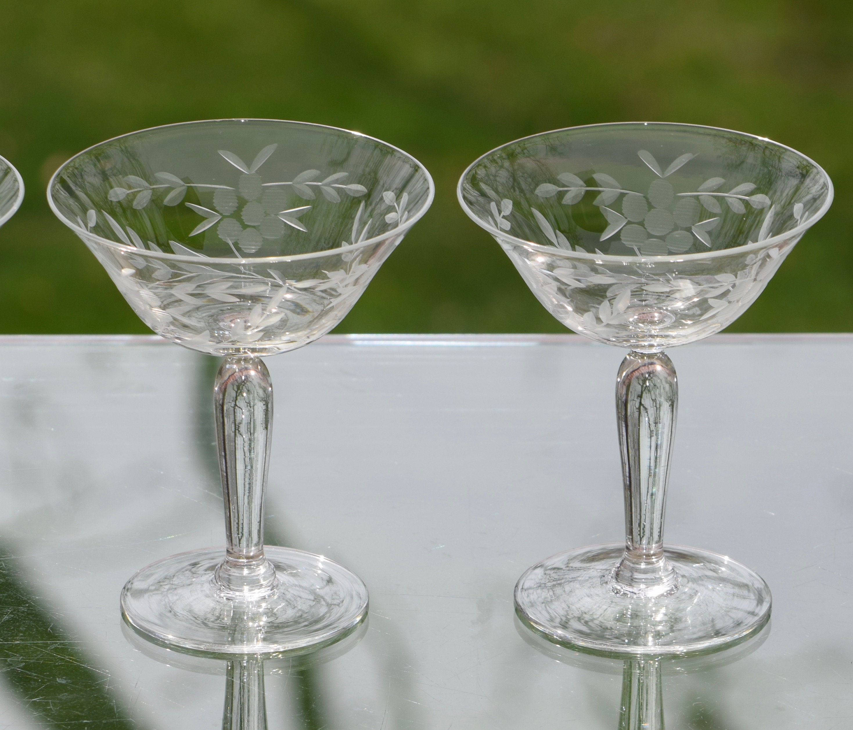 Vintage Etched Liquor - Cocktail Glasses, Set of 4, 3 oz After Dinner ...