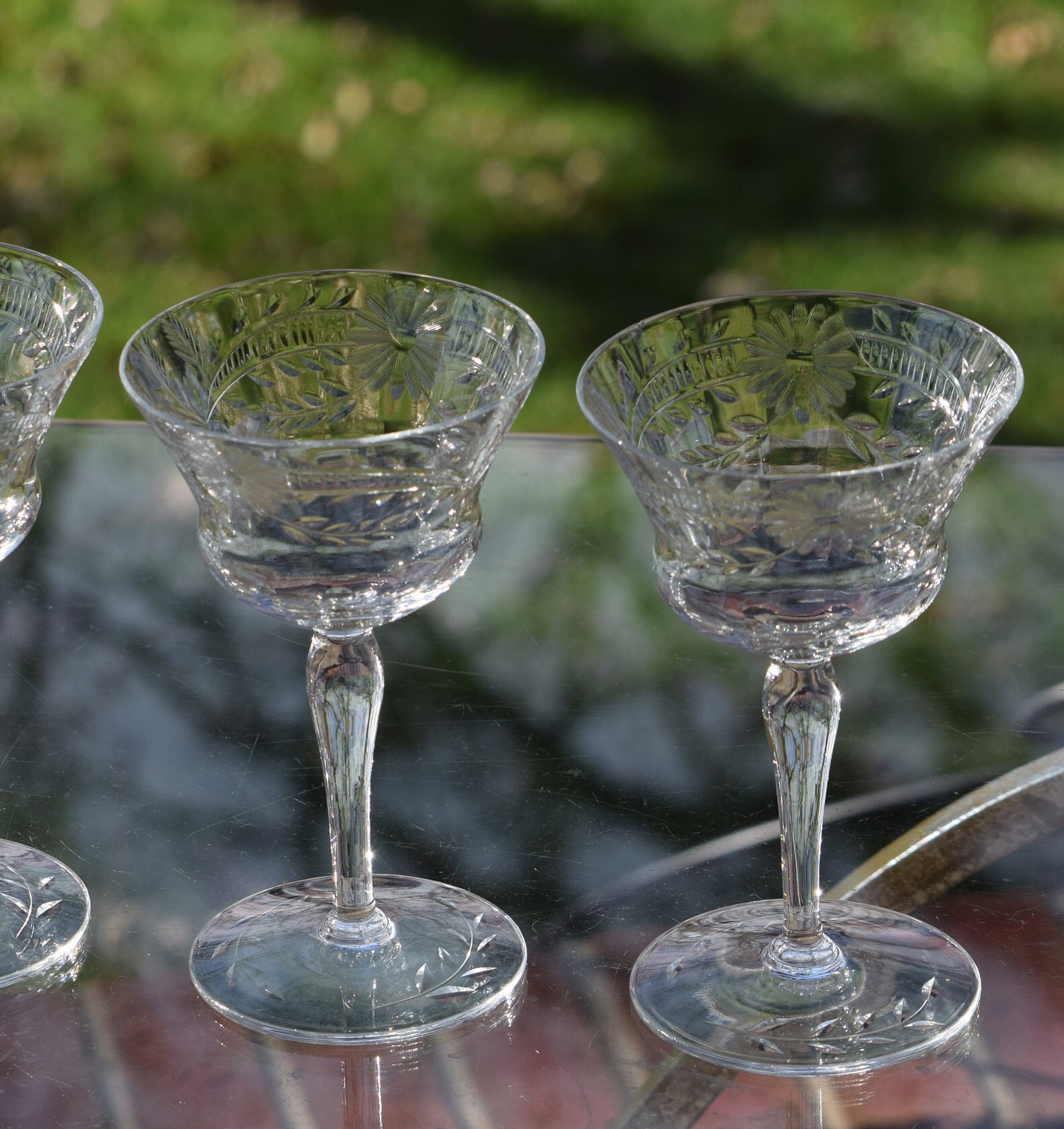 Vintage Etched Cocktail Martini Glasses, Set of 4, 1950's, Vintage ...