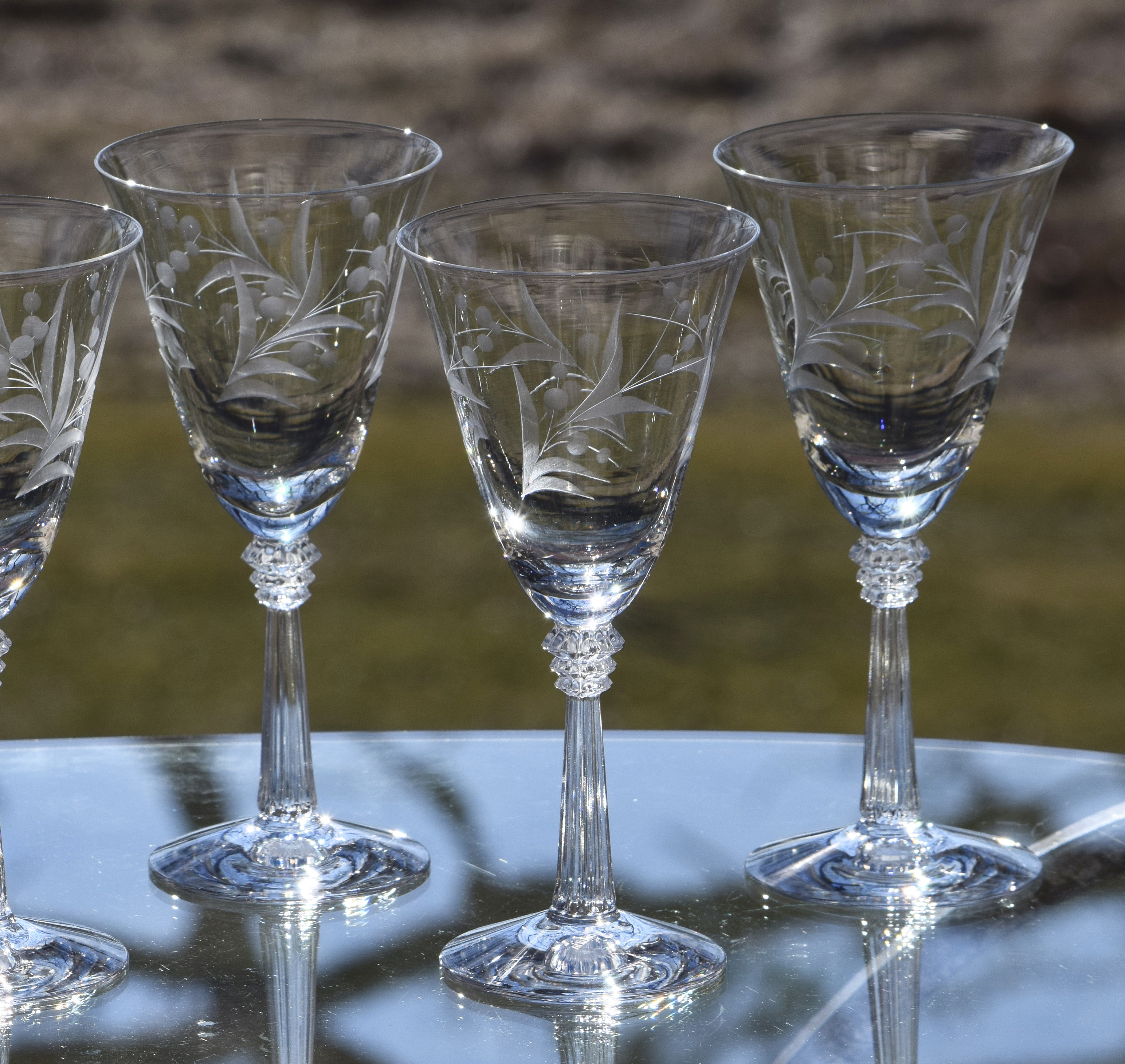 Vintage Etched Crystal Wine Glasses, Set of 6, Fostoria, Cynthia, circa ...