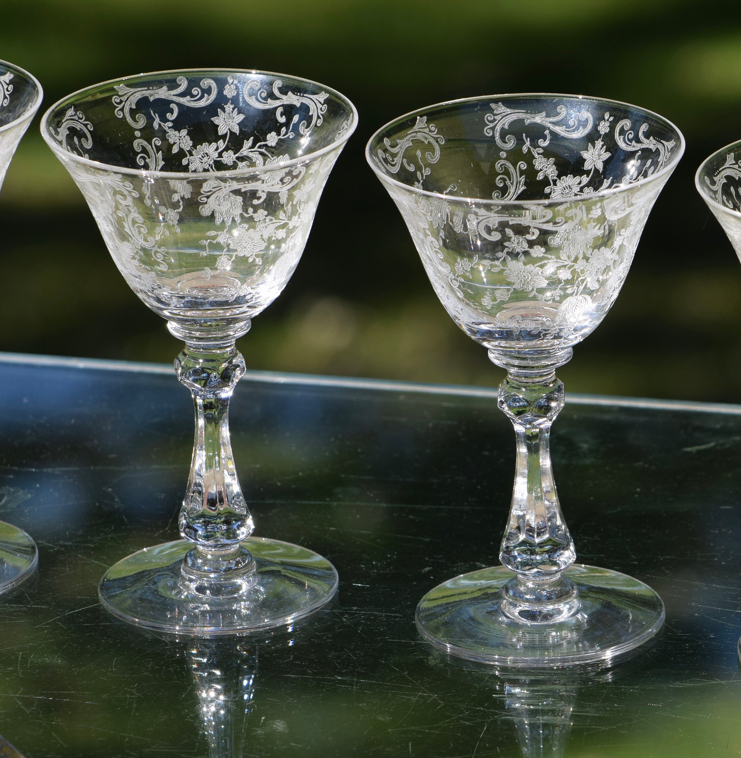 Vintage Acid Etched Liqueur ~ Wine Glasses, Set of 4, Cambridge ...