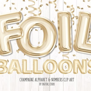 Champagne Foil Balloon Alphabet Clip Art Digital Instant - Etsy