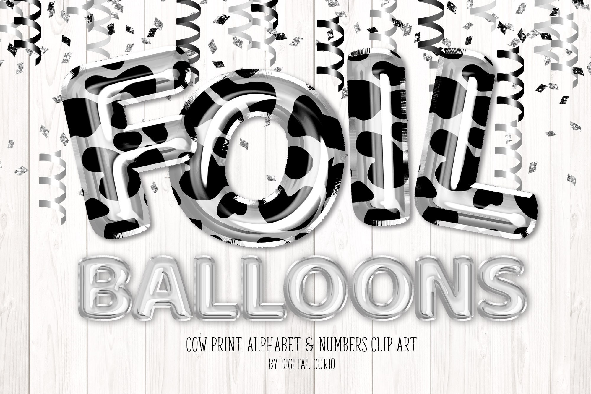 Cow Print Foil Balloon Alphabet Clip Art Animal Print - Etsy