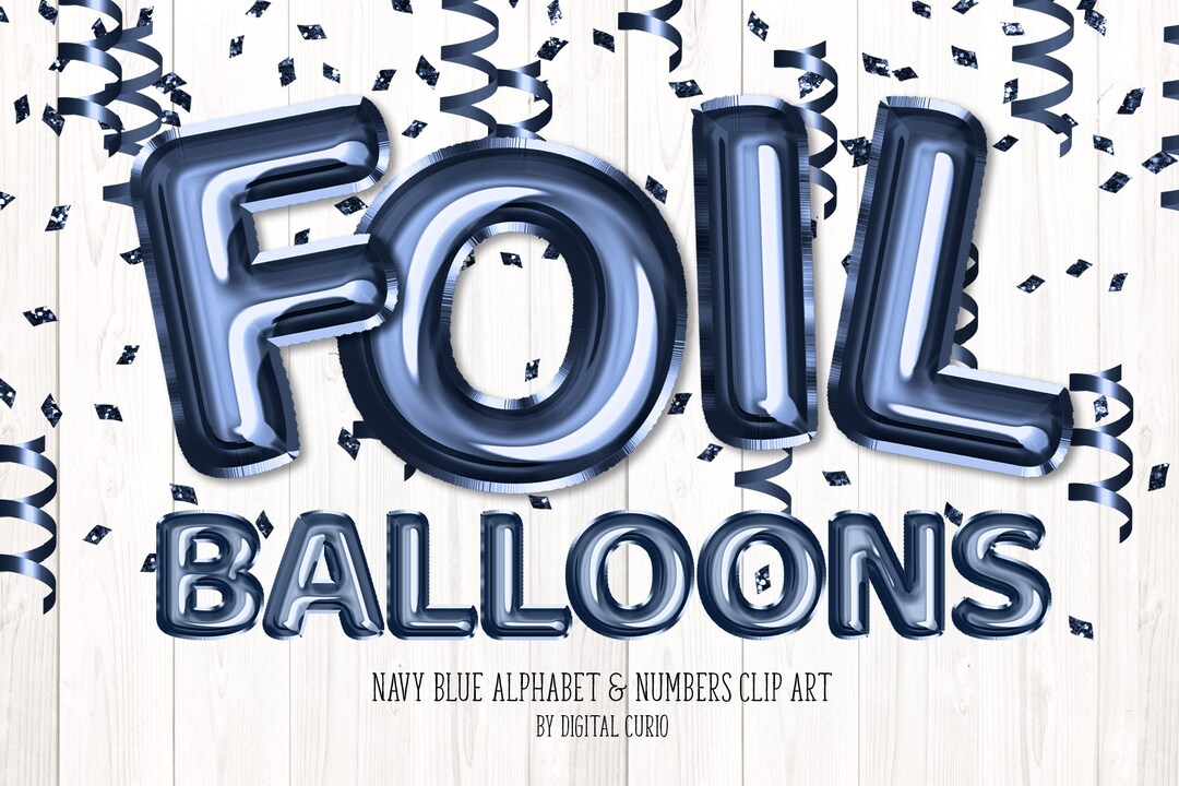 Navy Blue Foil Balloon Alphabet Clip Art Digital Instant Download ...