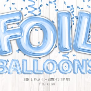 Blue Foil Balloon Alphabet Clip Art Digital Instant Download Graphics ...