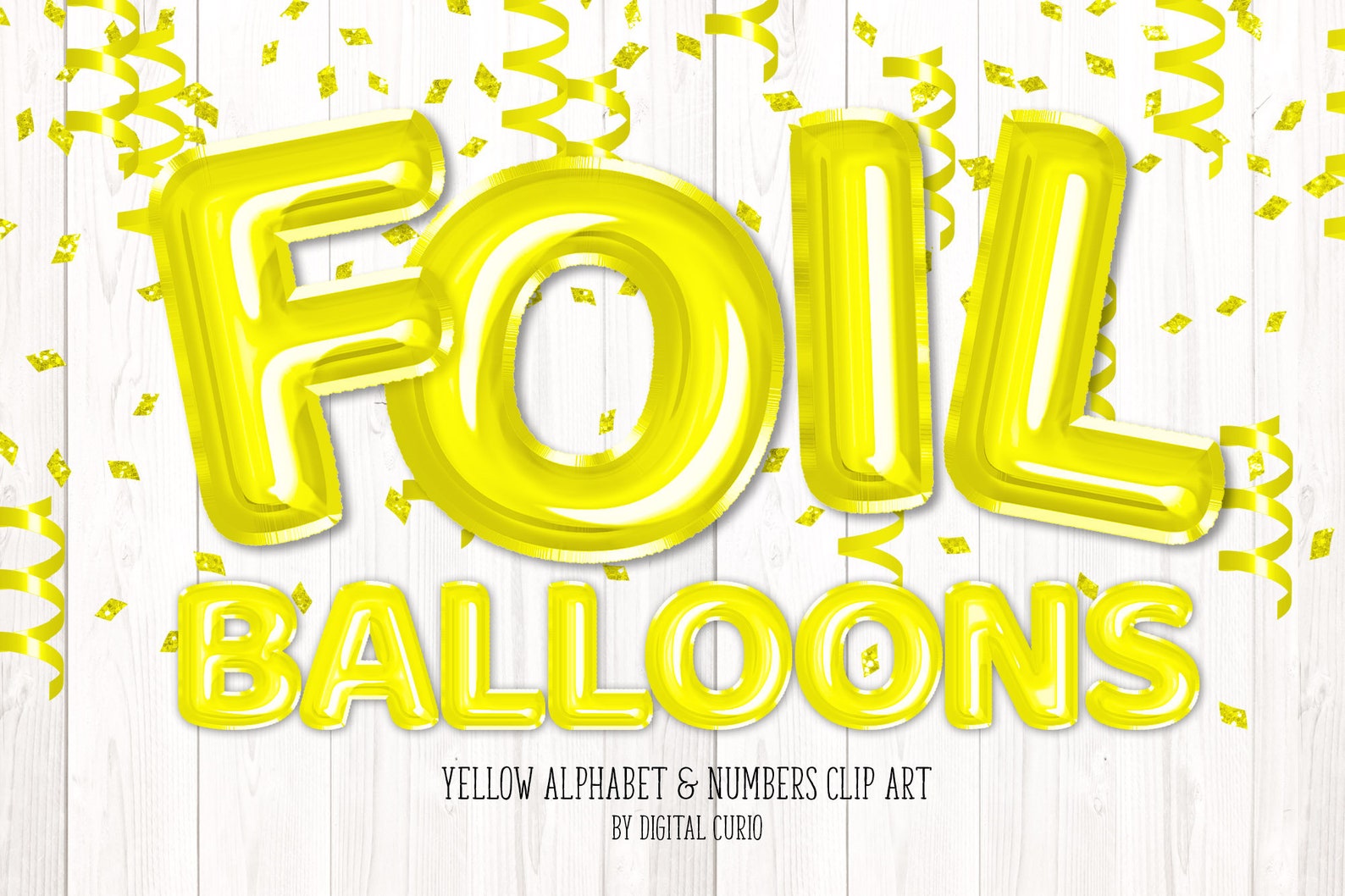 Yellow Foil Balloon Alphabet Clip Art Digital Instant - Etsy