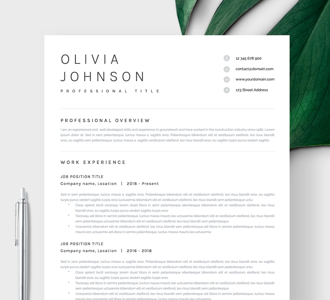 Resume Template, Professional Modern Resume Template Word, Pages ...