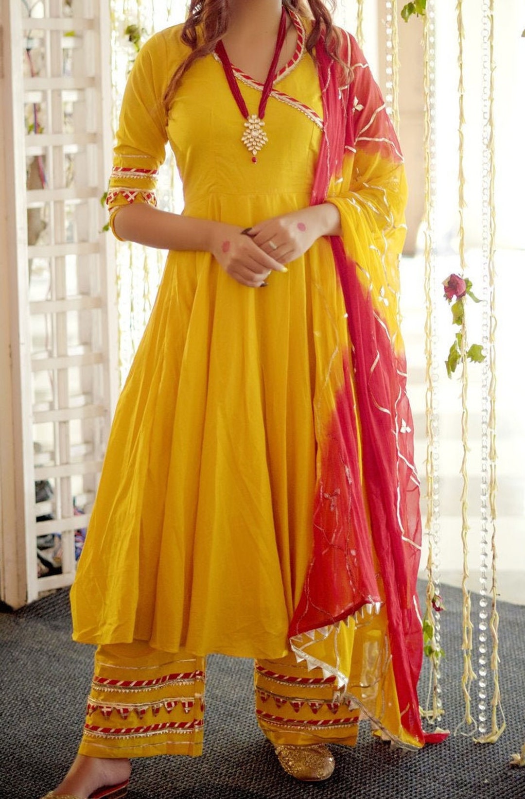 Buy Indian Yellow Suit Gota Patti Suit Anarkali Suit Party Wear ...