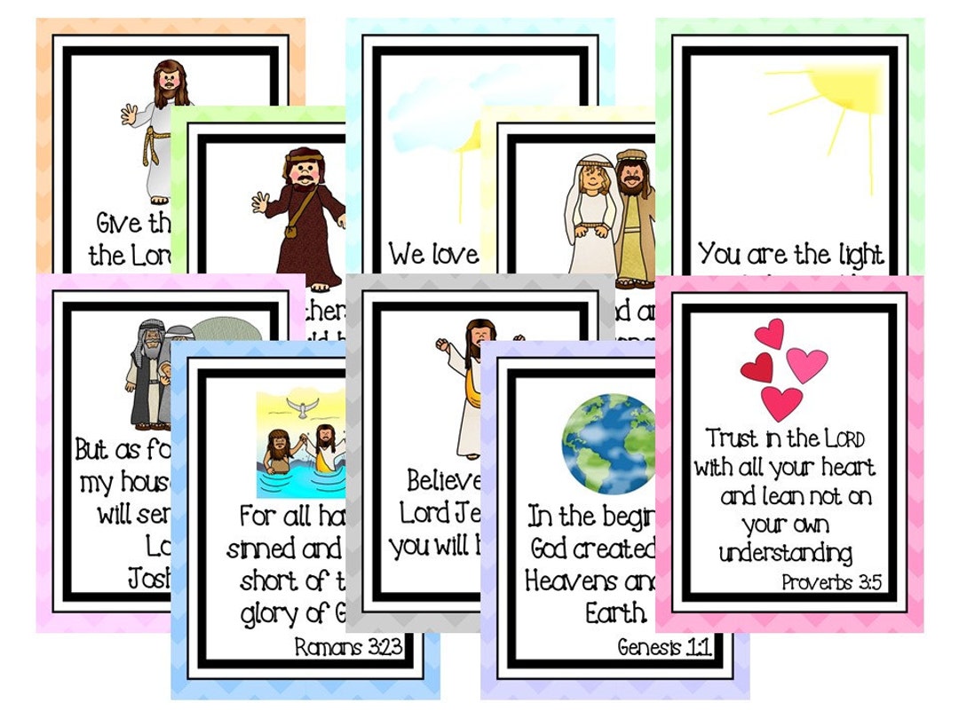 10 Printable Bible Verse Posters. Full Page Classroom Wall Charts. 8.5 ...