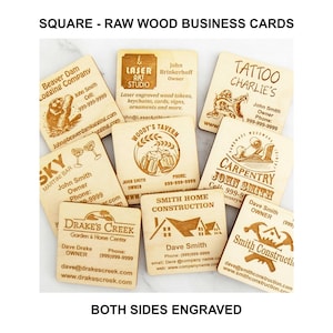 Wood Business Card Custom 2-sided Laser Engraved Raw Wood Cards Unique ...