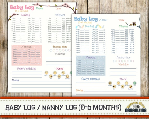 Baby Log - Nanny Log Infant Care Log Printable Childcare Log 0-6 months ...