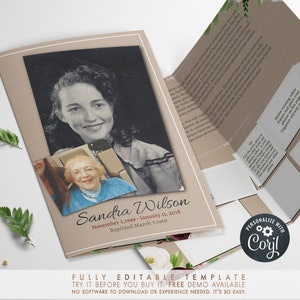 Floral Funeral Program Template. Personalize It Yourself. FREE - Etsy