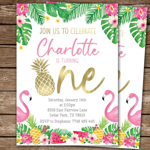 Tropical First Birthday Invitation Template Printable - Etsy