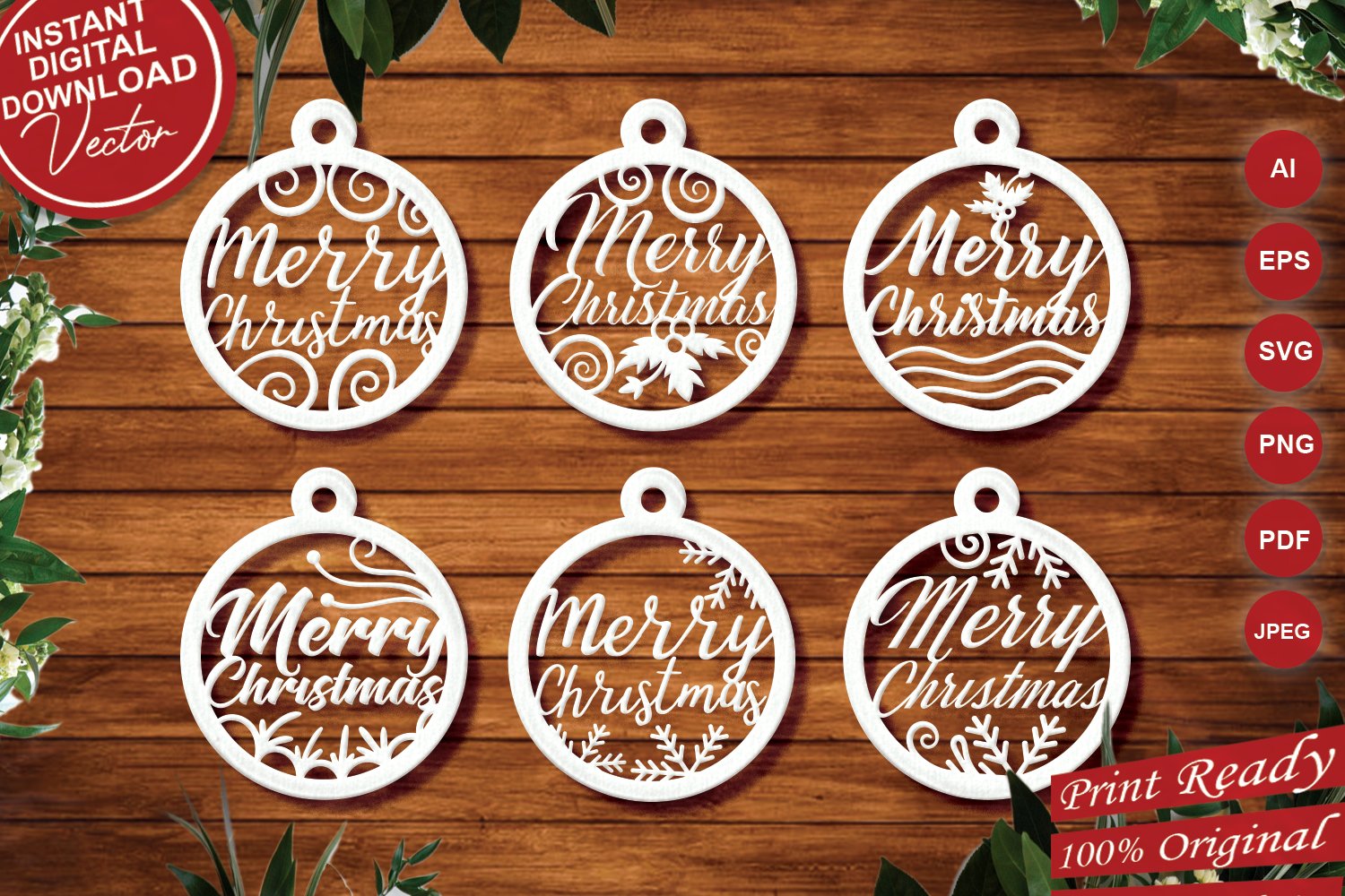 Laser Cut Christmas Ornaments SVG