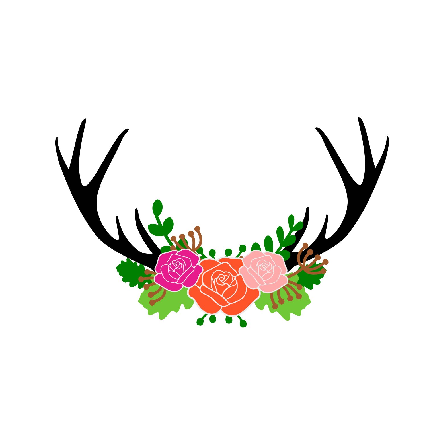 Download Deer floral antler svg (62708) | SVGs | Design Bundles