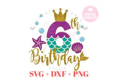 6th Birthday Mermaid SVG | Mermaid SVG | Mermaid Birthday Product Image 1