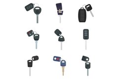 Car alarm system icons set flat vector isolated Product Image 1