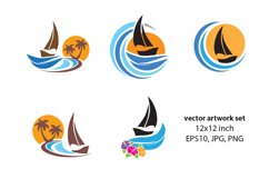 Sailboat - VECTOR ARTWORK SET Product Image 1