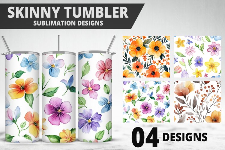 Flowers Tumbler Wrap | Sublimation Design | Tumble PNG