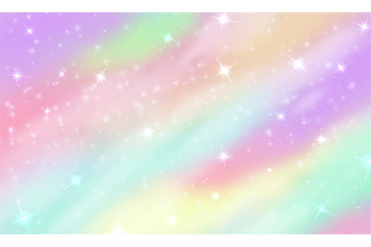 Rainbow unicorn background. Mermaid glittering galaxy in pas