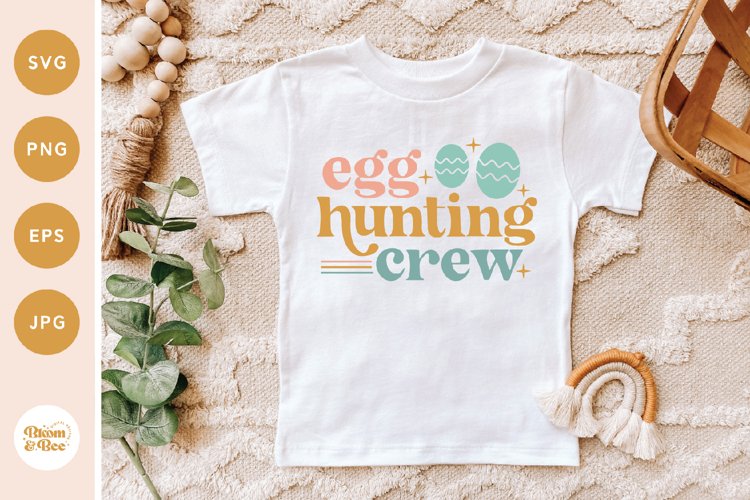 Egg Hunting Crew Svg, Boho Retro Easter Svg, Kids Easter Svg