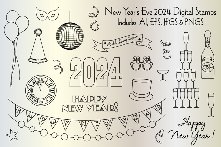 New Years Eve 2024 Digital Stamps