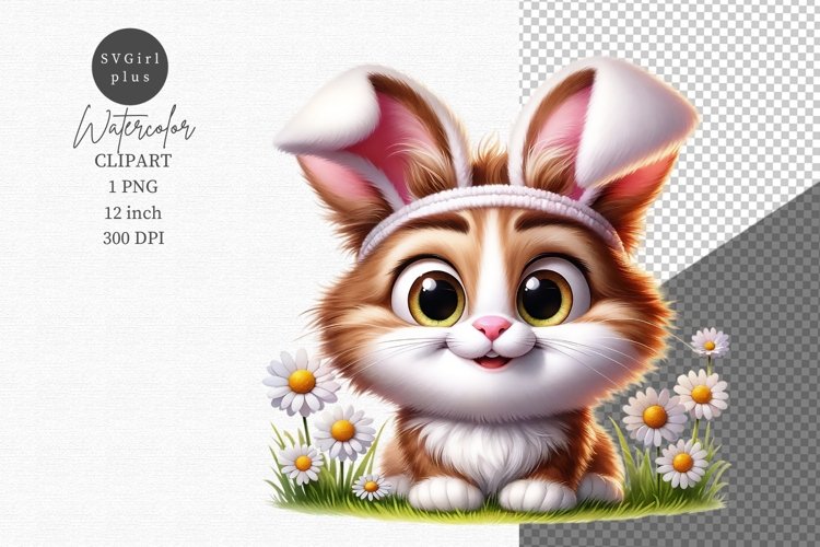 Easter clipart, Funny kitten clipart, Spring clipart example image 1