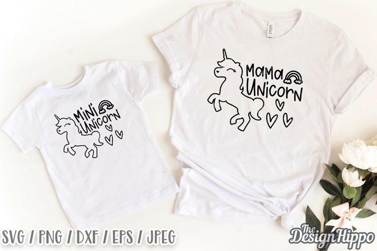 Mama Unicorn SVG, Mini Unicorn SVG, Mommy & Me SVG DXF PNG