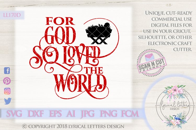 For God So Loved the World Nativity Christmas SVG LL170D example image 1