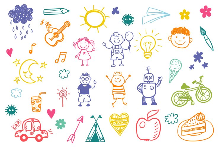 Children's drawing vector set example image 1